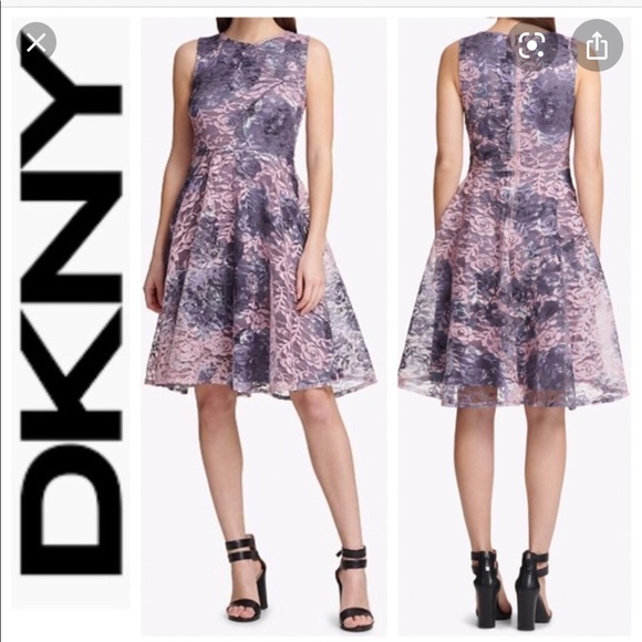 DKNY Womens Lace Fit & Flare Dress, purple.đNWOT